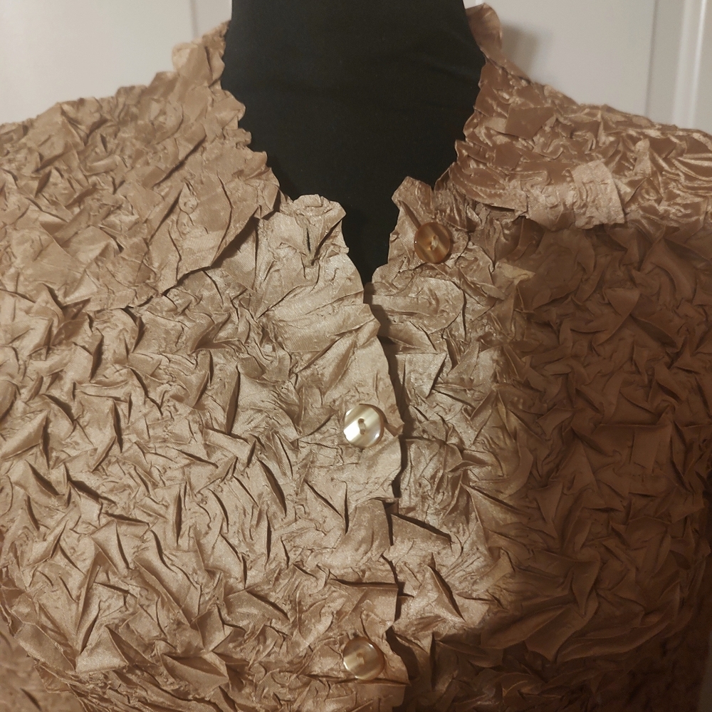 🔸⚜️🔸Stunning Vintage Gold Textured Evening Blouse - S - Picture 7 of 16